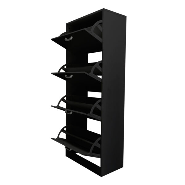 Schuhschrank - Schuhregal - 4 Fächer mit Klapptüren - schwarz - VDD World DE