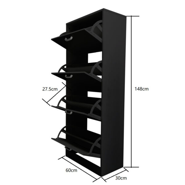 Schuhschrank - Schuhregal - 4 Fächer mit Klapptüren - schwarz - VDD World DE