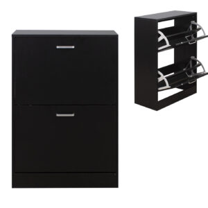 Schuhschrank - Schuhregal - 2 Fächer - schwarz