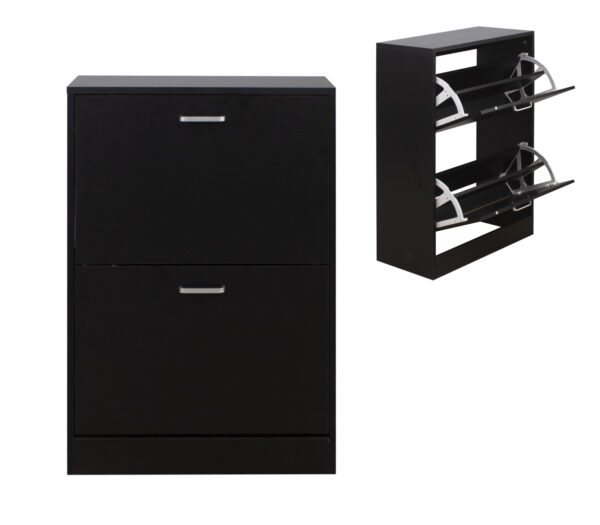 Schuhschrank - Schuhregal - 2 Fächer - schwarz - VDD World DE