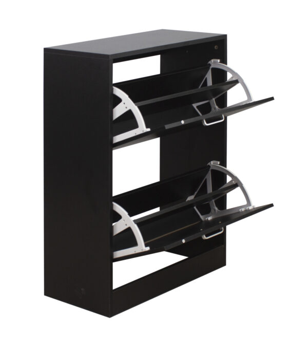 Schuhschrank - Schuhregal - 2 Fächer - schwarz - VDD World DE