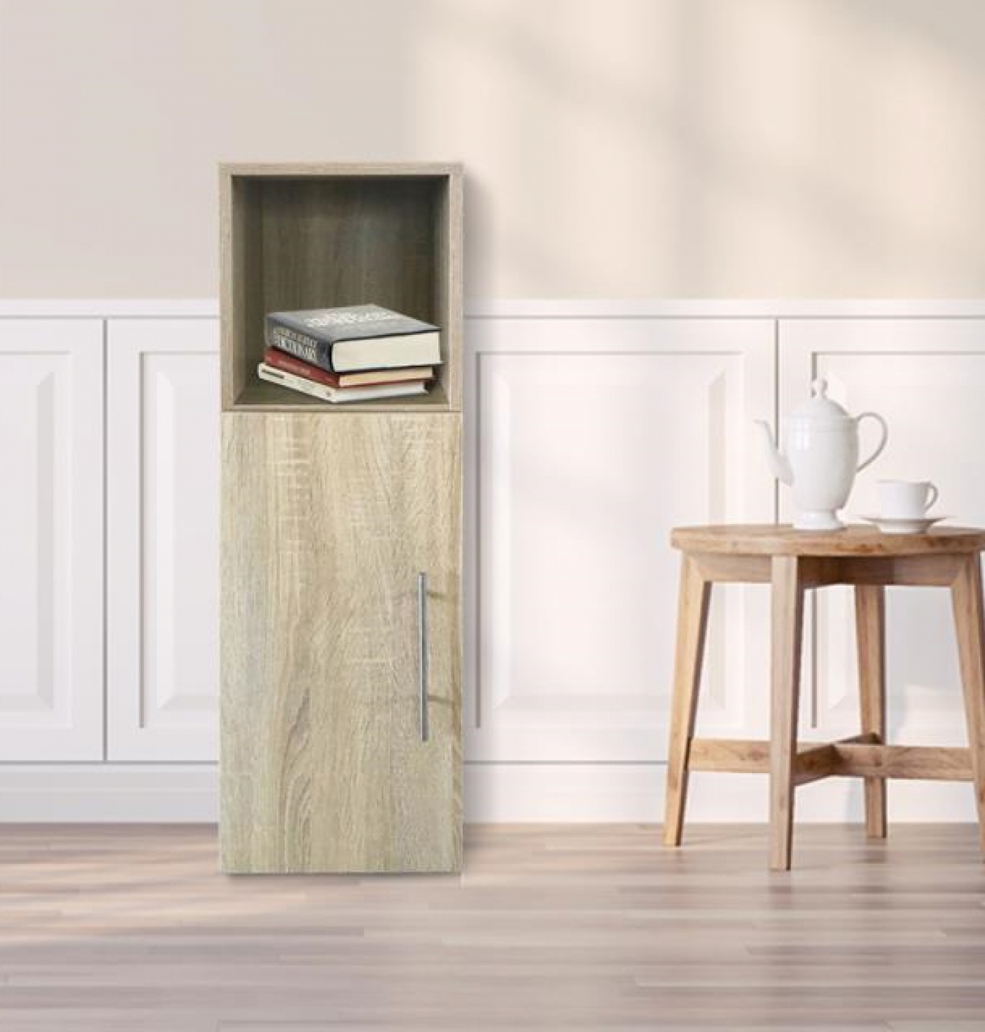 Flurschrank - Nachttisch - 90 cm hoch - hellbraun - alternatives Bild