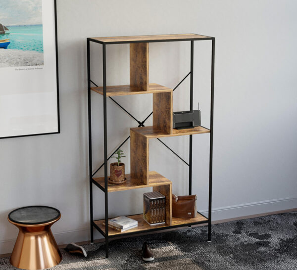 VDD Wandregal Bücherregal Stabil - offenes Fach Bücherregal - Industrie - Metall Holz - 147 cm hoch - VDD World DE