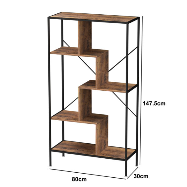 VDD Wandregal Bücherregal Stabil - offenes Fach Bücherregal - Industrie - Metall Holz - 147 cm hoch - VDD World DE
