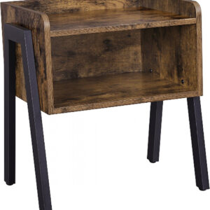 Nachttisch Beistelltisch Tough - Industrial Vintage - schwarzes Metall braunes Holz