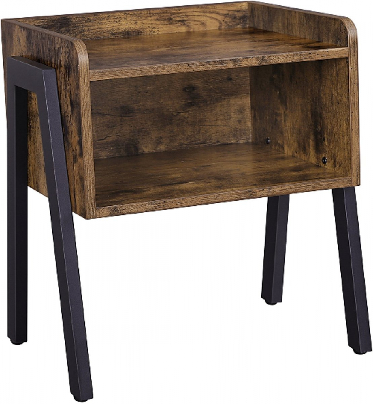 Nachttisch Beistelltisch Tough - Industrial Vintage - schwarzes Metall braunes Holz