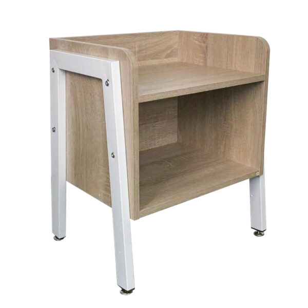Nachttisch Beistelltisch Tough - industrieller Vintage - weißes Metall braunes Holz - VDD World DE