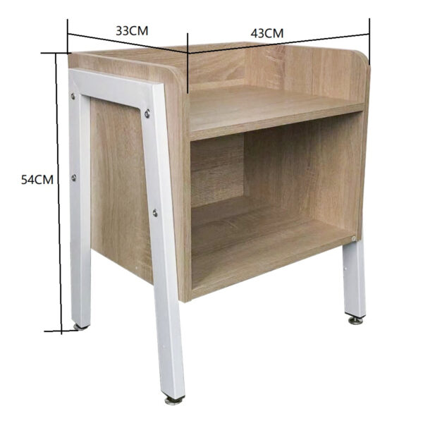 Nachttisch Beistelltisch Tough - industrieller Vintage - weißes Metall braunes Holz - VDD World DE