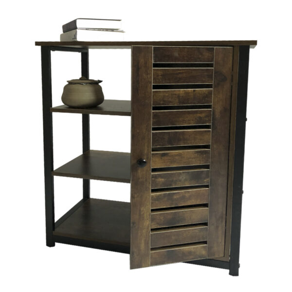 Wandschrank Sideboard Beistelltisch Tough - schwarzes Metall braunes Holz - VDD World DE