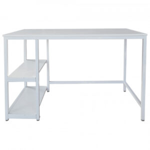 Schreibtisch Stoer - Computertisch - Industriedesign mit Ablageflächen - 120 cm breit - weiß