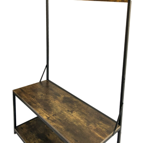 Garderobenständer groß Garderobenständer Tough - mit Bank Schuhregal - Industriemetall Holz - 183 cm - VDD World DE