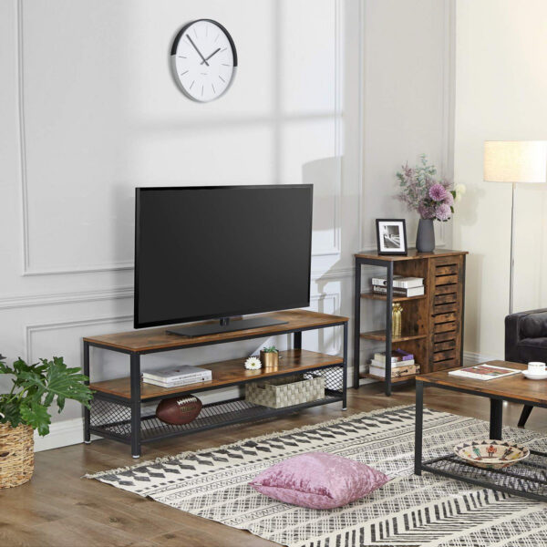   TV-Möbel Robustes industrielles 140 cm breites schwarzes Metallgestell