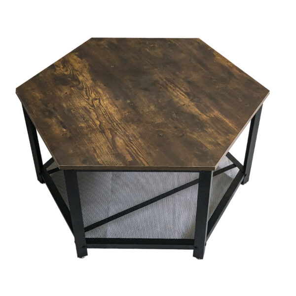   Couchtisch Tough – Industrial Vintage – schwarzes Metall braunes Holz