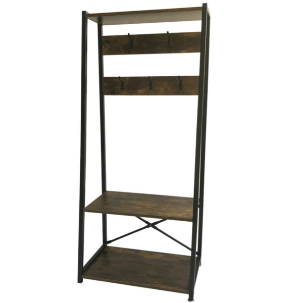 Wandschrank Robustes Metall, Holz, Industriedesign, offenes Bücherregal, 137 cm hoch, schwarz - VDD World DE