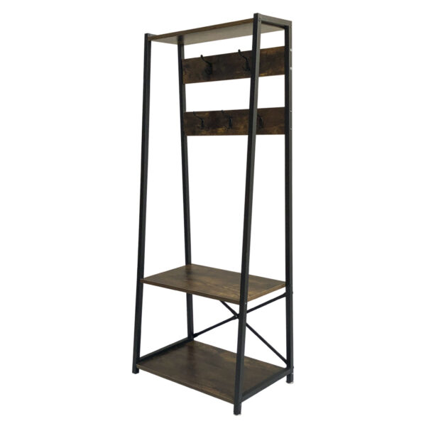 Wandschrank Robustes Metall, Holz, Industriedesign, offenes Bücherregal, 137 cm hoch, schwarz - VDD World DE