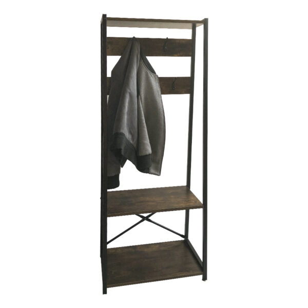 Wandschrank Robustes Metall, Holz, Industriedesign, offenes Bücherregal, 137 cm hoch, schwarz - VDD World DE