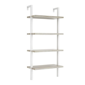 Wandschrank Robustes Metall, Holz, Industriedesign, offenes Bücherregal, 137 cm hoch, schwarz - VDD World DE