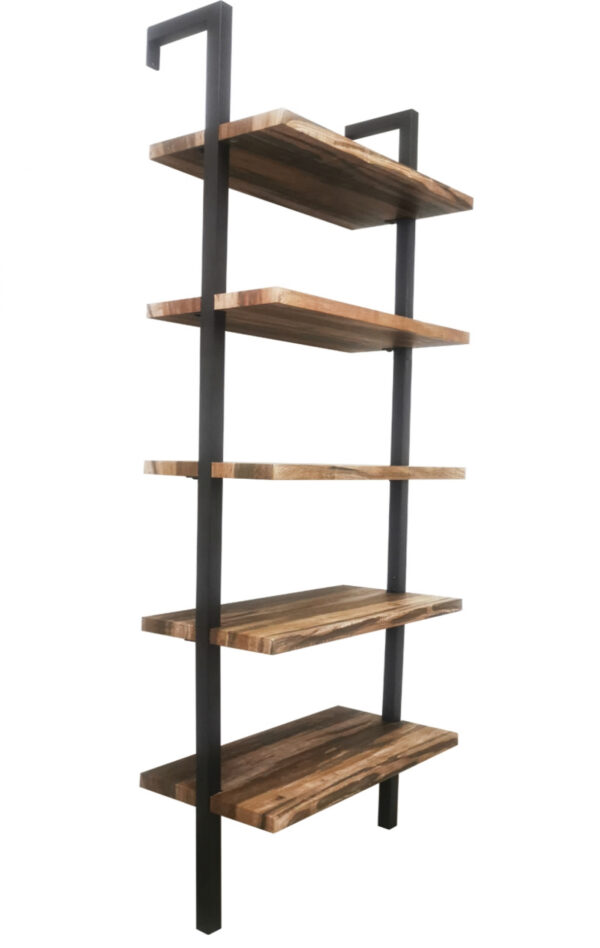   Wandregal Leiter Bücherregal Tough – industrielles Metallholz – 184 cm hoch – schwarz