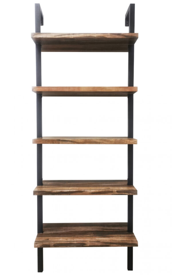   Wandregal Leiter Bücherregal Tough – industrielles Metallholz – 184 cm hoch – schwarz