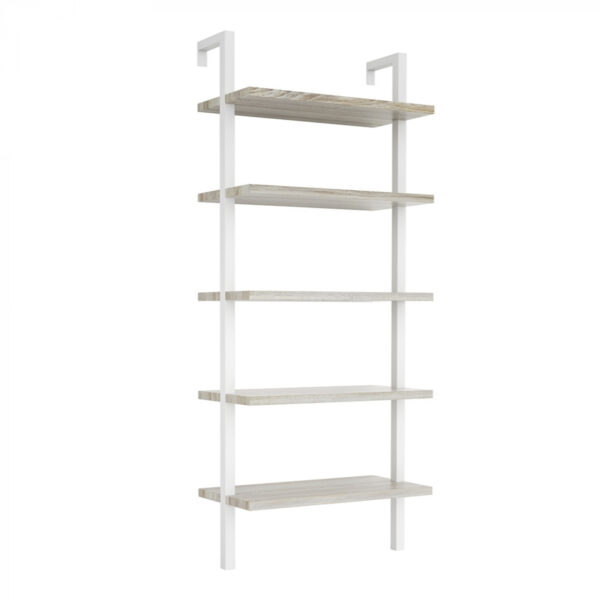 Wandregal Leiter Bücherregal Tough - industrielles Metallholz - 184 cm hoch - weiß - VDD World DE