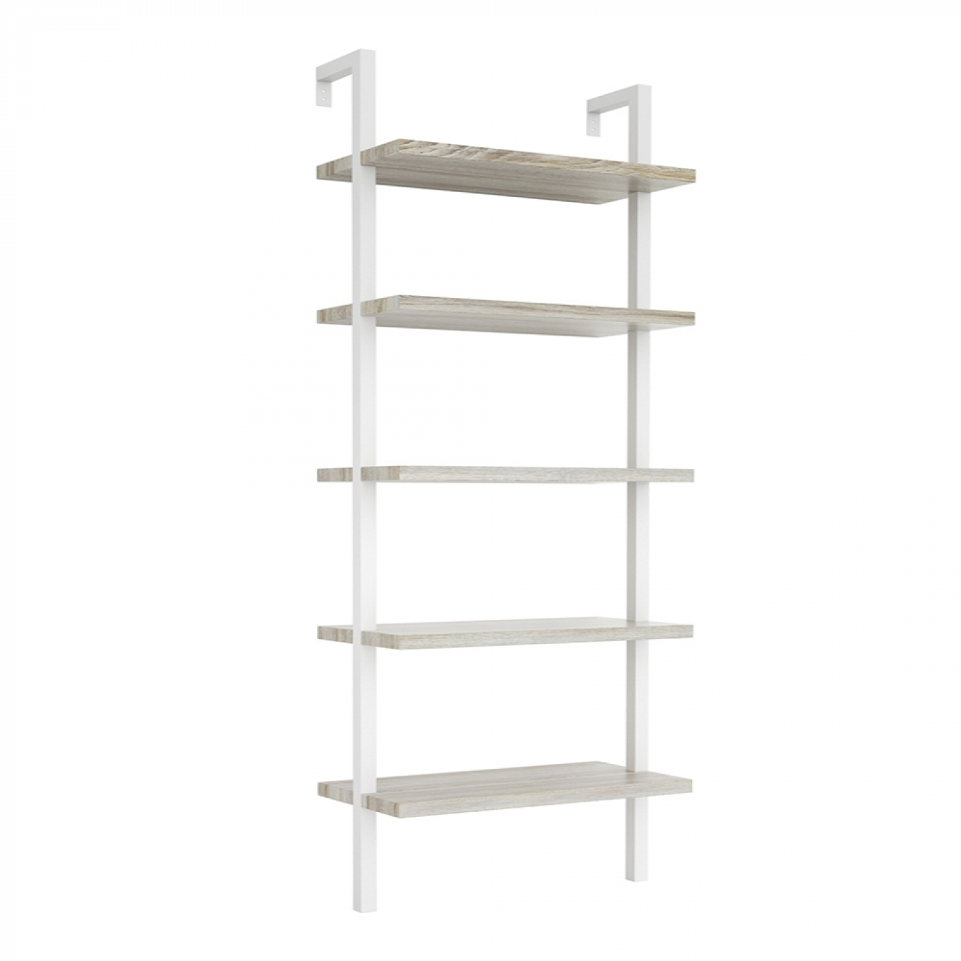 Wandregal Leiter Bücherregal Tough - industrielles Metallholz - 184 cm hoch - weiß
