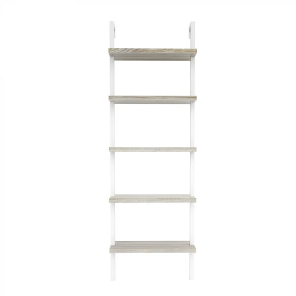 Wandregal Leiter Bücherregal Tough - industrielles Metallholz - 184 cm hoch - weiß - VDD World DE