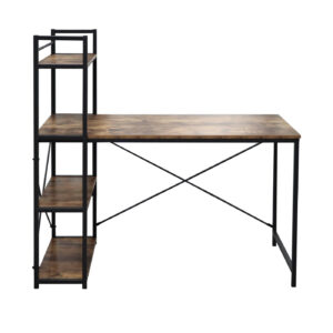 Schreibtisch Computertisch Tough - 3 Lagerregale - industrielles Vintage-Braun - Metallholz