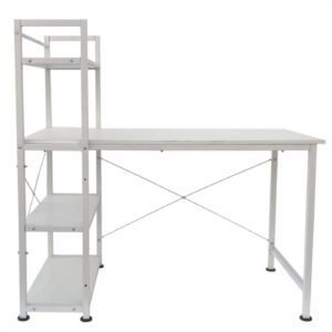 Schreibtisch Computertisch Tough - 3 Lagerregale - industrielles modernes Weiß - Metallholz