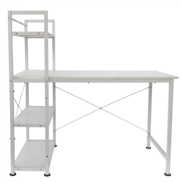   Schreibtisch Computertisch Tough – 3 Lagerregale – industrielles modernes Weiß – Metallholz