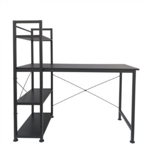 Schreibtisch Computertisch Tough - 3 Lagerregale - Industrial Modern - Metall Holz - Schwarz