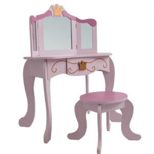 Schminktisch Make-up Make-up Tisch Prinzessin Mädchen mit Spiegel und rosa Hocker