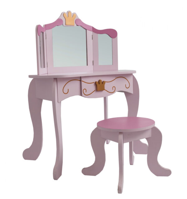   Schminktisch Make-up Make-up Tisch Prinzessin Mädchen mit Spiegel und rosa Hocker