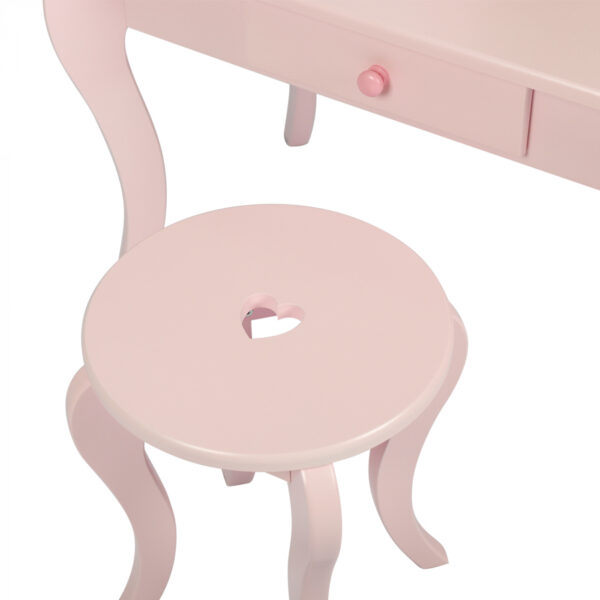 Schminktisch schminktisch Schminktisch Herz Design Kinderzimmer Mädchen mit Hocker rosa - VDD World DE