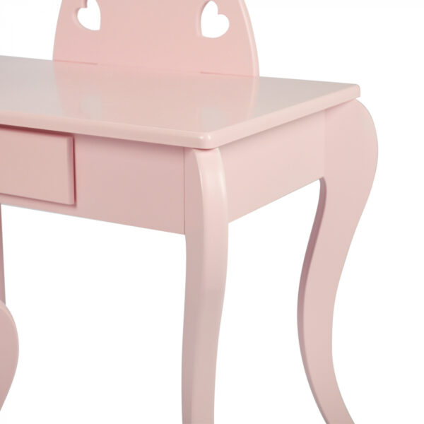 Schminktisch schminktisch Schminktisch Herz Design Kinderzimmer Mädchen mit Hocker rosa - VDD World DE