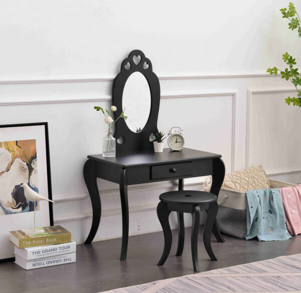   Schminktisch Herz Design – Schminktisch Kinderzimmer Mädchen mit Hocker schminken
