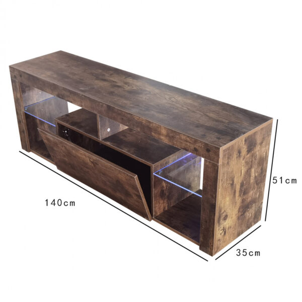 Fernsehschrank Sideboard Hugo - Medienmöbel Spielaufbau - mit Beleuchtung - Vintage Braun - VDD World DE