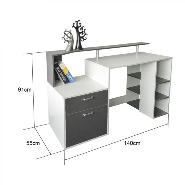   Schreibtisch Computertisch Computertisch 140 cm breit mit Kommode und viel Stauraum