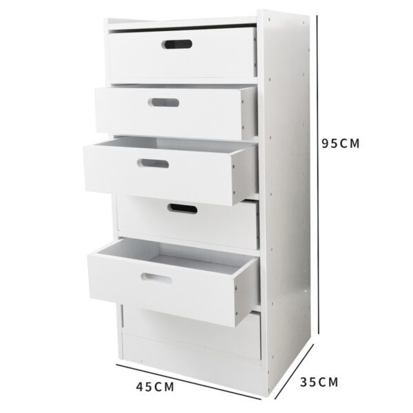 Kommode mit 6 Schubladen - Aufbewahrungsschrank mit herausnehmbaren Tabletts - 95 cm hoch - VDD World DE