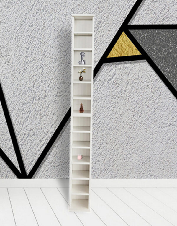 Wandschrank - Fächerschrank schmal und hoch - CD-Aufbewahrungsschrank - 183 cm hoch - weiß - VDD World DE