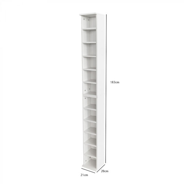 Wandschrank - Fächerschrank schmal und hoch - CD-Aufbewahrungsschrank - 183 cm hoch - weiß - VDD World DE