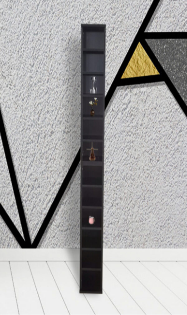 Regalschrank - Wandschrank schmal und hoch - CD-Aufbewahrungsschrank - 183 cm hoch - schwarz - VDD World DE
