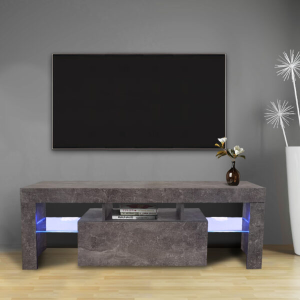   TV-Schrank Hugo – Medienmöbel-Spielaufbau – LED-Beleuchtung – graue Betonfarbe
