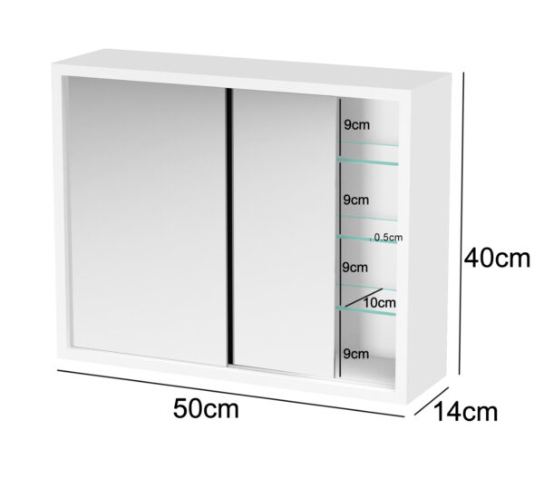   VDD Medizinschrank – Spiegelschrank über dem Waschbecken Bad WC – Schiebetüren – 50 x 40 x 14 cm