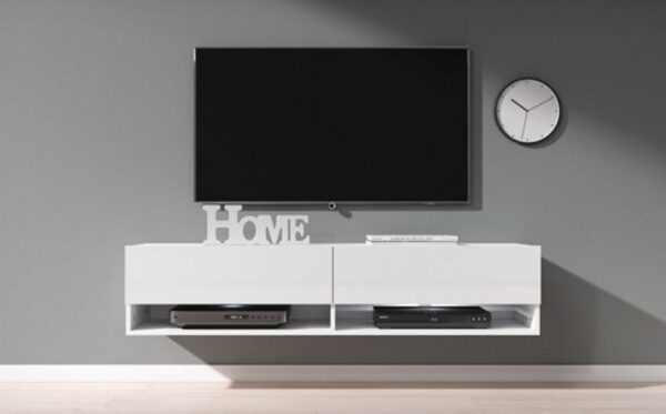   TV-Schrank TV-Sideboard Wander hängen 140 cm breiter Körper weiß vorne Hochglanz weiß