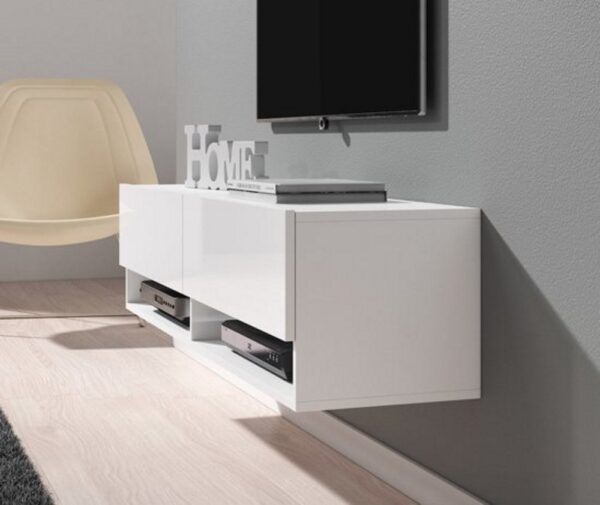   TV-Schrank TV-Sideboard Wander hängen 140 cm breiter Körper weiß vorne Hochglanz weiß