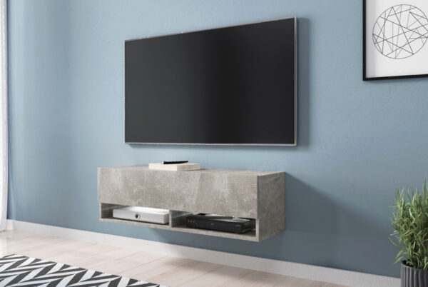 Hängende TV-Möbel Fernsehkommode Wander schmales Modell grau Betonoptik - VDD World DE