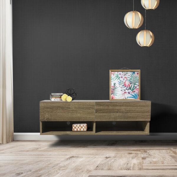 Schwebender TV-Schrank Wander - TV-Sideboard hängend - 100 cm breit - dunkelbraun - VDD World DE