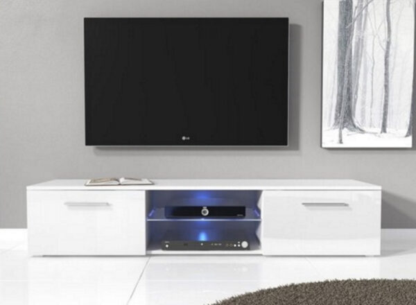   TV-Schrank Sideboard Tunis – TV-Schrank – mit LED-Beleuchtung – 160 cm breit – weiß