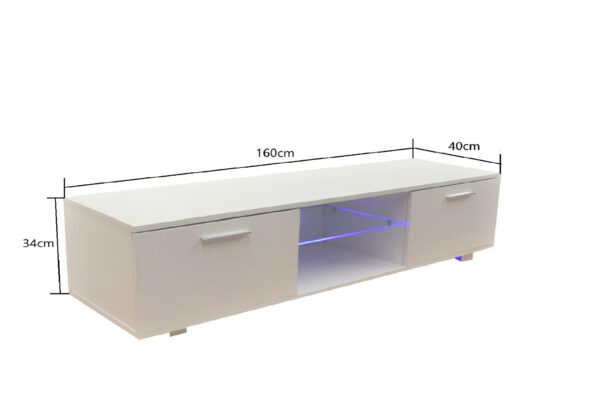   TV-Schrank Sideboard Tunis – TV-Schrank – mit LED-Beleuchtung – 160 cm breit – weiß
