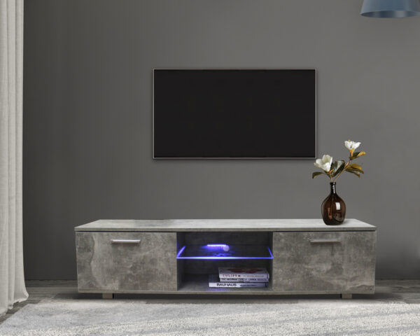   TV-Schrank Sideboard Tenus – TV-Schrank – mit LED-Beleuchtung – 160 cm breit – grauer Beton